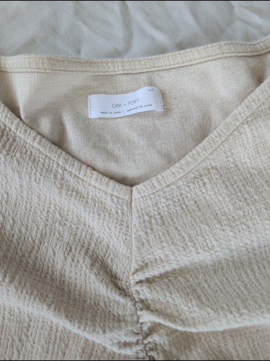 OAK + FORT Tops - Oak + Fort Cream Textured V-Neck Women's Top
